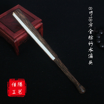 Jiateng 8 95 inch full brown bamboo handmade fan water drop fish tail eggplant head rub section rice paper fan surface text play fan