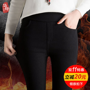 2018秋冬季新款小脚紧身裤女外穿高腰铅笔加绒加厚显瘦黑色打底裤