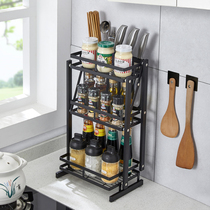 Stainless steel kitchen rack countertop seasoning shelf foldable multifunctional storage condiment rack