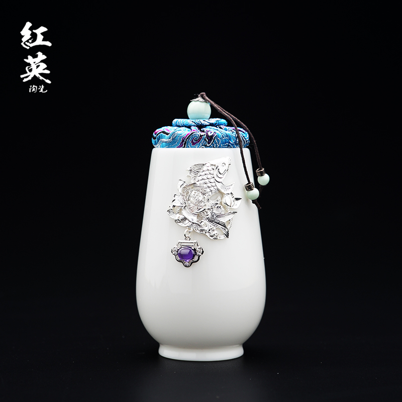 Red the jingdezhen ceramic seal pot of tea warehouse tea box small POTS put POTS store tea pot'm caddy fixings