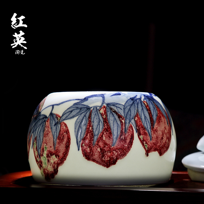 Hongying ceramics jingdezhen blue and white porcelain youligong caddy fixings general hand - made sealed jar medium storage POTS