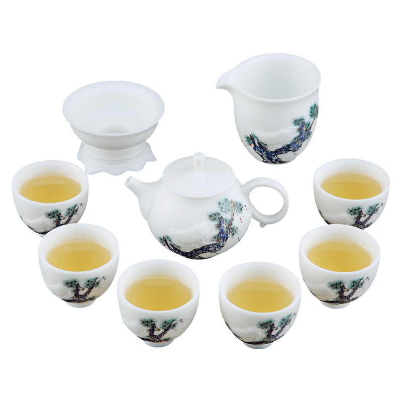 Hongying ceramics jingdezhen porcelain paint hand - made kung fu tea set home tea lid bowl cups