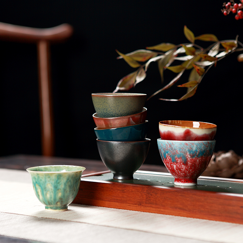Red the jingdezhen ceramic kung fu tea tea set manually up household small sample tea cup master cup single CPU
