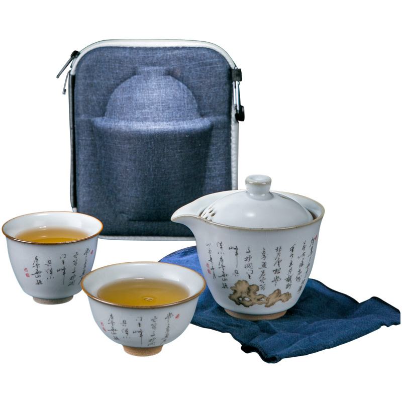 Your up crack of portable package a pot of two cup of jingdezhen ceramic tea set with teapot is suing travel tea set