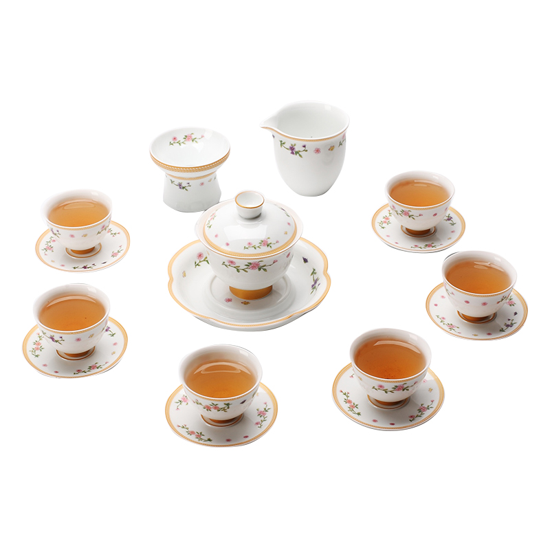 Jingdezhen ceramic kung fu tea set household tureen cups of a complete set of gift set of tea cups teapot