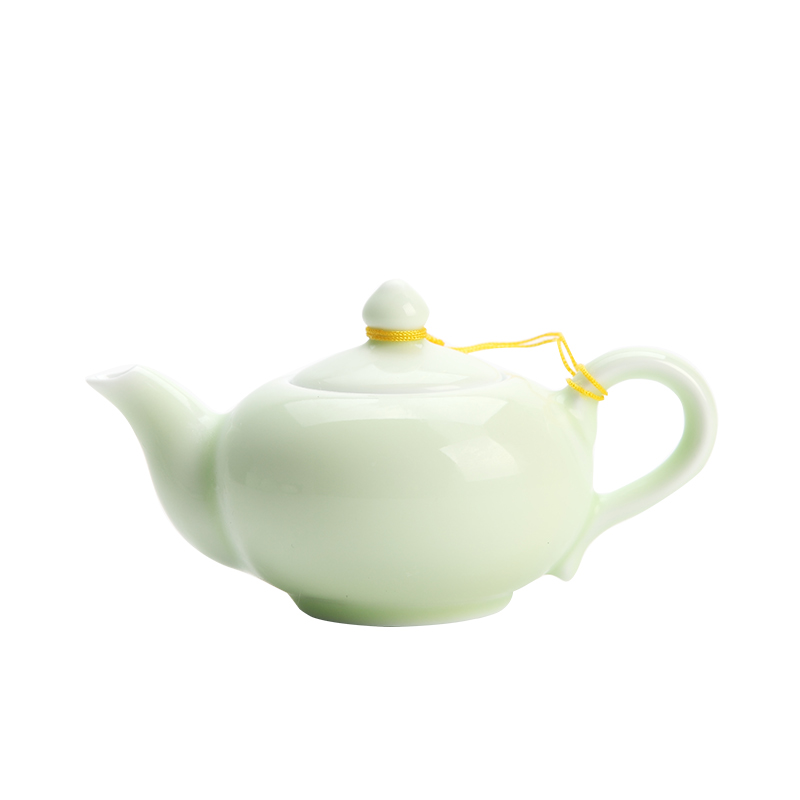 Jingdezhen ceramic teapot celadon teapot pea green glaze kung fu home put the pot of single pot of tea sets accessories side