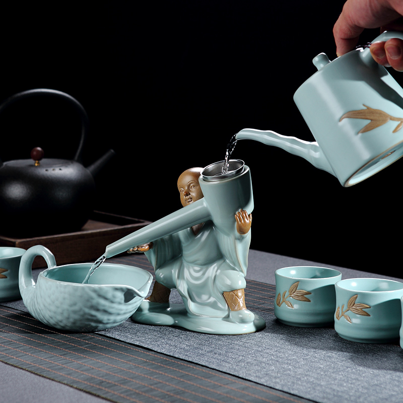 Hongying your up creative ice crack kung fu tea set suit household jingdezhen ceramic teapot teacup zen Chinese style