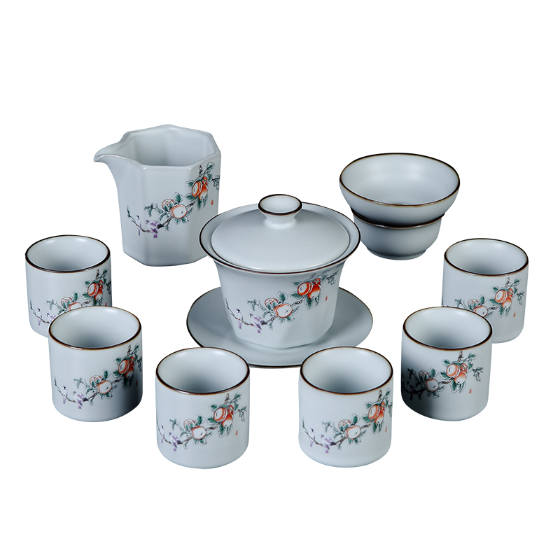 Your up with jingdezhen ceramic tea set household of Chinese style only three tureen kung fu tea cup, the whole set of restoring ancient ways