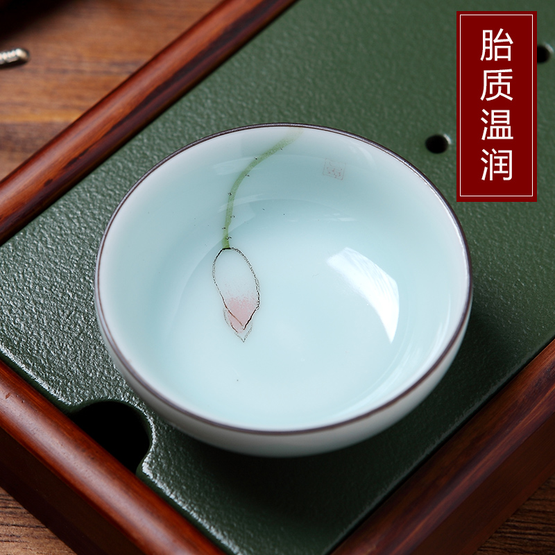 Red the jingdezhen ceramic hand - made master cup single CPU kung fu tea set with personal celadon sample tea cup small tea cups