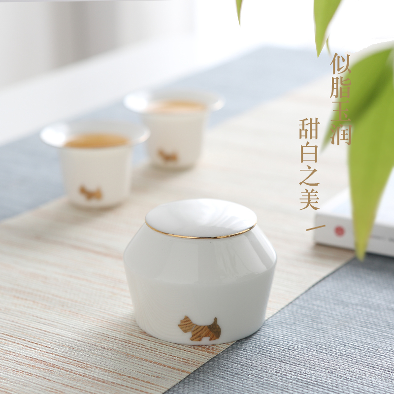 Jingdezhen ceramic tea caddy fixings portable small home warehouse sealed storage POTS mini tea pot
