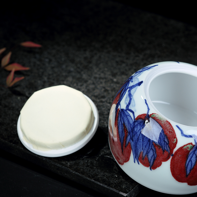 Hongying ceramics jingdezhen blue and white porcelain youligong caddy fixings general hand - made sealed jar medium storage POTS