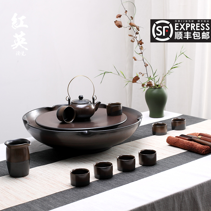 Red the jingdezhen ceramic kung fu tea set household contracted by hand cups set of restoring ancient ways is a complete set of the teapot