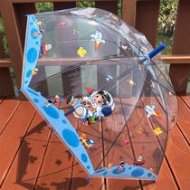New Astronaut Childrens Transparent Umbrella Ultra Light Plus Thick Child Male And Female Elementary School Kids Kindergarten Cartoon Engineering Cars