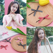 Word clip headdress Korean high-grade simple student fabric Cute ponytail hairpin Candy color hairpin ins