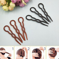 U-shaped fork comb plate hair device modeling pin Bold double-strand hairpin Resin wave hairpin fixing tool 3 packs