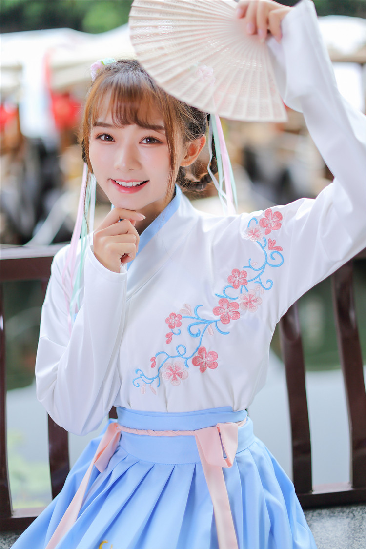 2020春秋民族风传统汉服日常交领上衣齐腰襦裙中国风古装套装a632