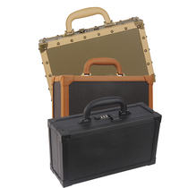 Vintage leather toolbox Hair electric scissors storage box Portable password box Hair stylist beauty nail technician scissors box