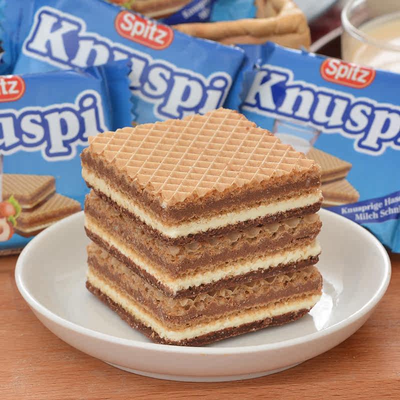 德国代购 奥地利进口零食品 spitz/施皮茨牛奶榛子巧克力威化饼干