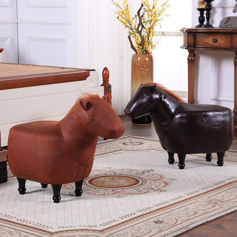 骏马坐墩动物创意设计木马穿鞋矮凳客厅可爱家具品质沙发凳子包邮