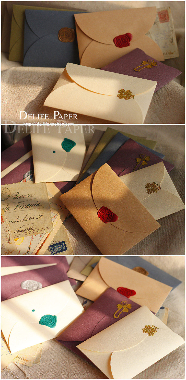 复古草香纸空白商务信封手绘明信片 香草空白信封 火漆信封