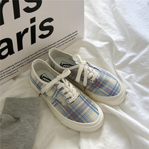 Palette ~ Japanese plaid canvas shoes womens spring casual sneakers ulzzang Harajuku students all-match shoes tide
