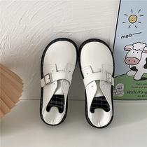 Korean version of chic small leather shoes female students all-match retro British style big-toed shoes Japanese cute slip-on small white shoes