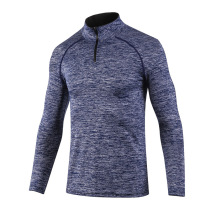 Autumn and winter high stretch fitness clothes mens basketball training shirt high neck outdoor running fitness sports long sleeve quick-drying clothes