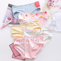 Cute Little Rabbit Soft Cute Pants Woman Pure Cotton Student Cartoon Printed Teenage Girl Triangle Pants Head Mid Waist Sweet And Breathable