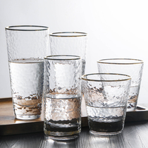 Japanese hammered pattern glass Phnom Penh water cup Teacup Household breakfast milk cup Juice cup Glass creative heat-resistant