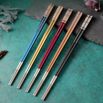 Japan M U J E Stainless Steel Chopsticks 304 Home 10 Double fit Anti-burn 316 upscale silver iron Fast