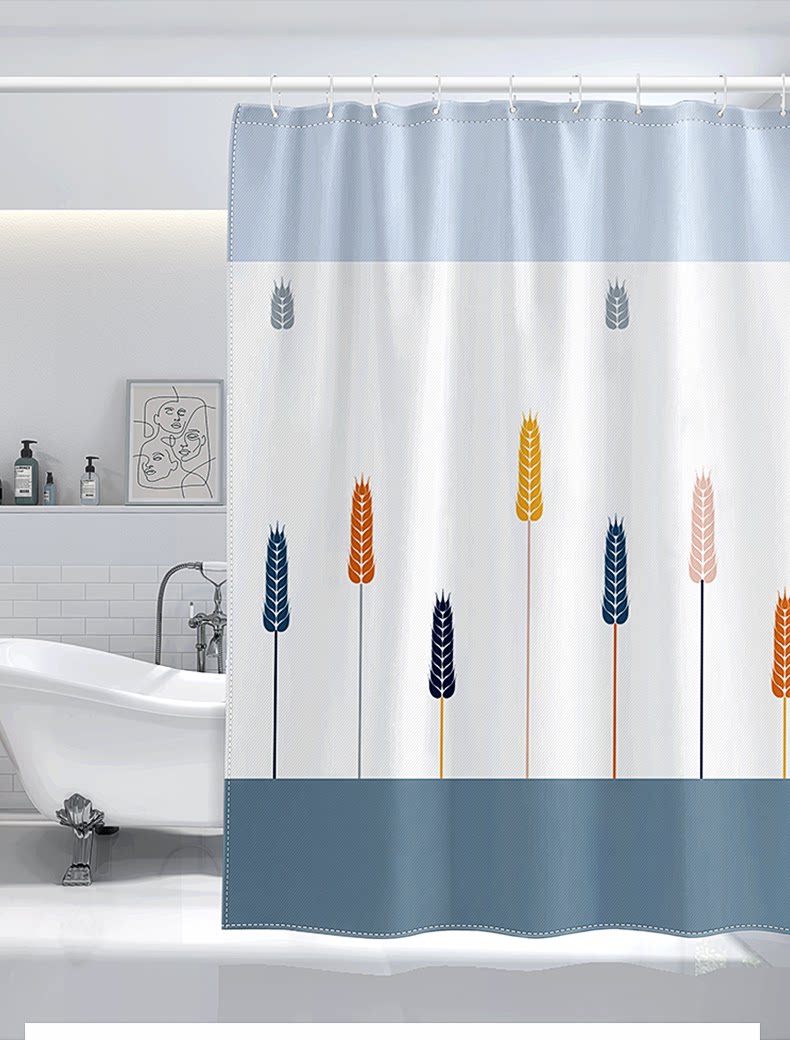 卫生间挡水浴帘日式轻奢隔水浴室淋浴防水布洗澡间窗帘隔断拉帘子