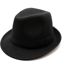 Mens top hat black woolen spring and autumn middle-aged felt hat warm Jazz hat winter old mans hat