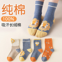 Childrens socks middle tube spring and autumn thin autumn boy baby tide Korea in breathable sweat uncorbed cotton