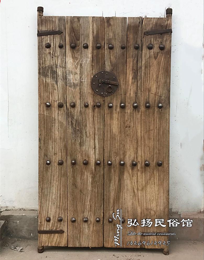 老榆木门板旧门原木门自然风化门板进户门庭院门装饰门老榆木桌面_7折
