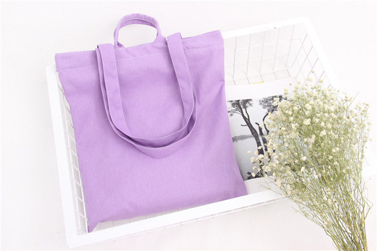 简约纯色休闲文艺女帆布手提单肩包 个性定制企业logo印刷购物袋