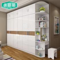 Simple modern economical assembled plate-type integrated cabinet wardrobe Bedroom flat door five or six-door large wardrobe