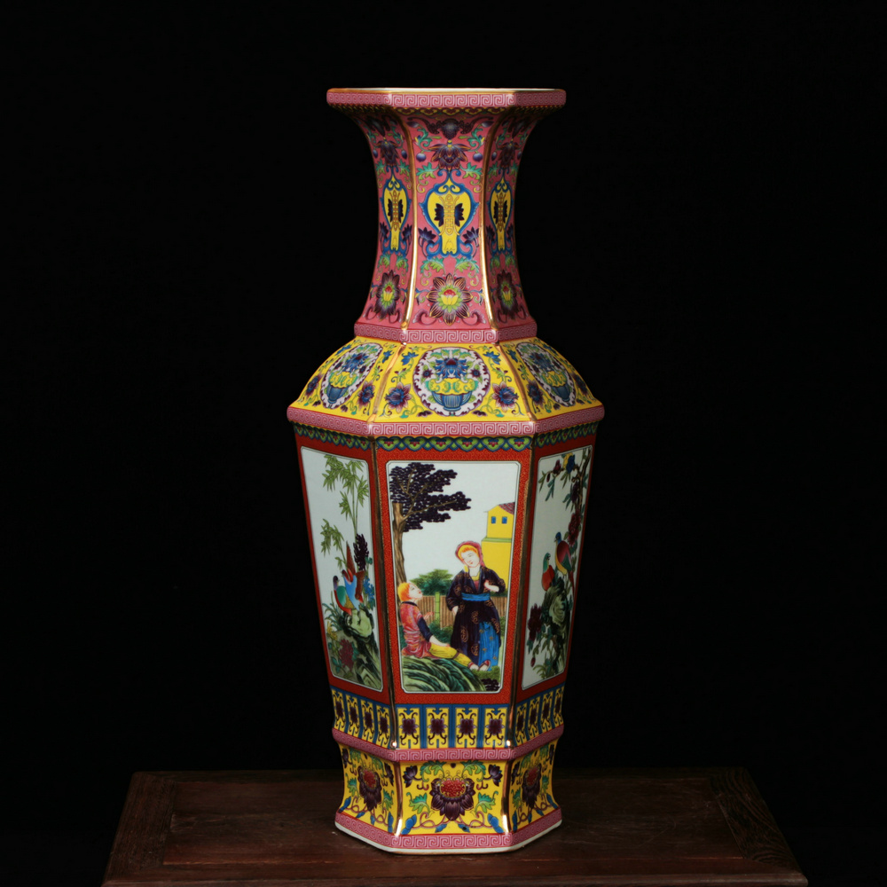 Classical jingdezhen ceramics vase archaize colored enamel had the six - party vase rich ancient frame decorative furnishing articles