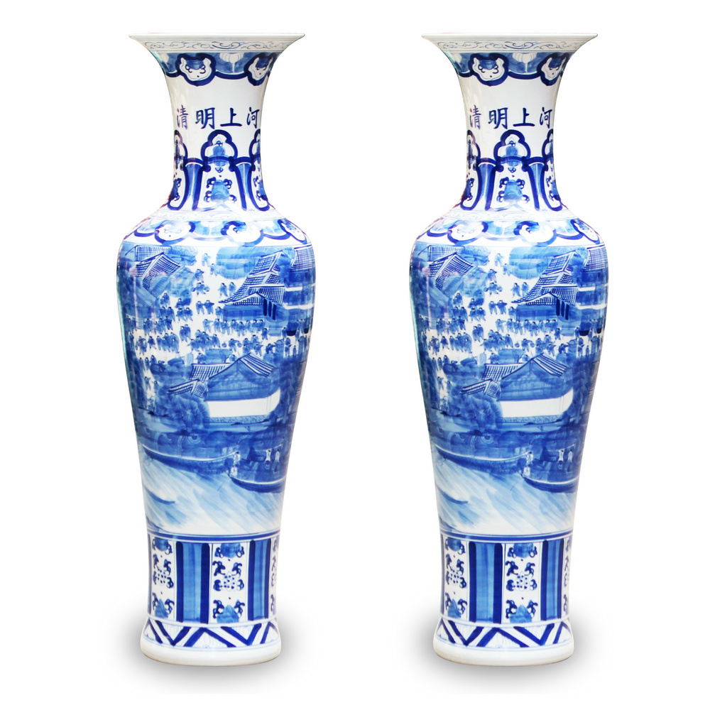 Jingdezhen ceramics hand - made ching Ming blue and white porcelain painting kk hotel lobby sitting room adornment is placed