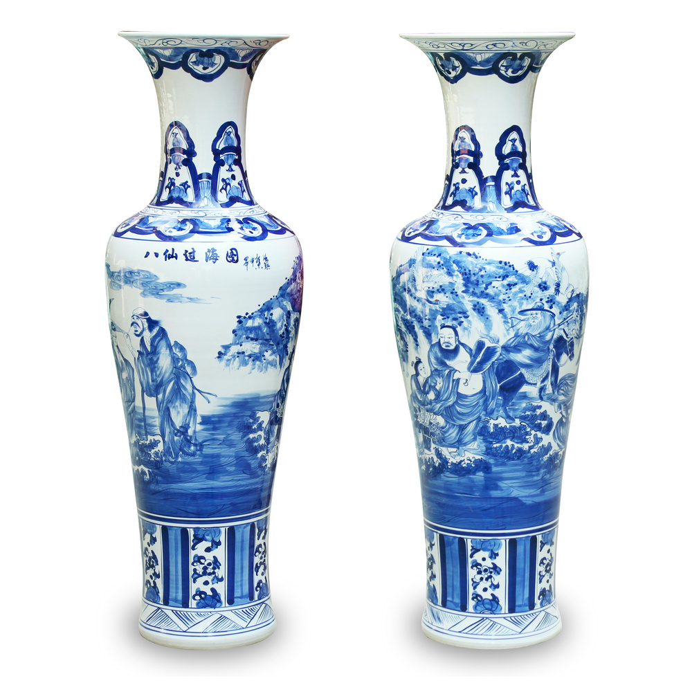 Hand - made sea of blue and white porcelain of jingdezhen ceramics vase of large sitting room hall decoration furnishing articles