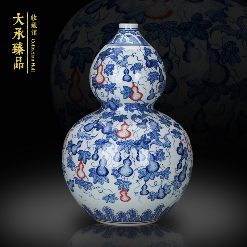 Chinese antique hand - made porcelain of jingdezhen ceramics youligong gourd vase size countertops furnishing articles of handicraft