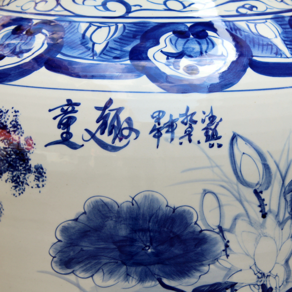 Hand draw the lad figure of large vase of blue and white porcelain of jingdezhen ceramics decoration to the hotel Chinese style living room furnishing articles