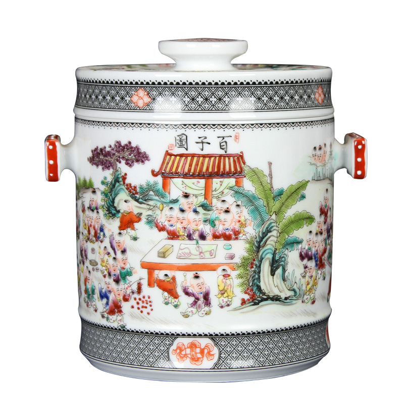 Jingdezhen ceramics antique hand - made pastel the ancient philosophers figure storage tank and tank caddy fixings Chinese handicraft furnishing articles