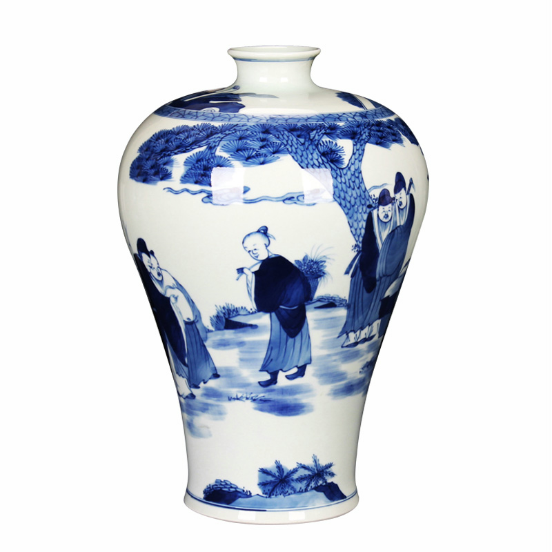 Jingdezhen ceramics vase hand - made xiangshan nine LaoMei bottles of Chinese style household decorative furnishing articles of blue and white porcelain arts and crafts