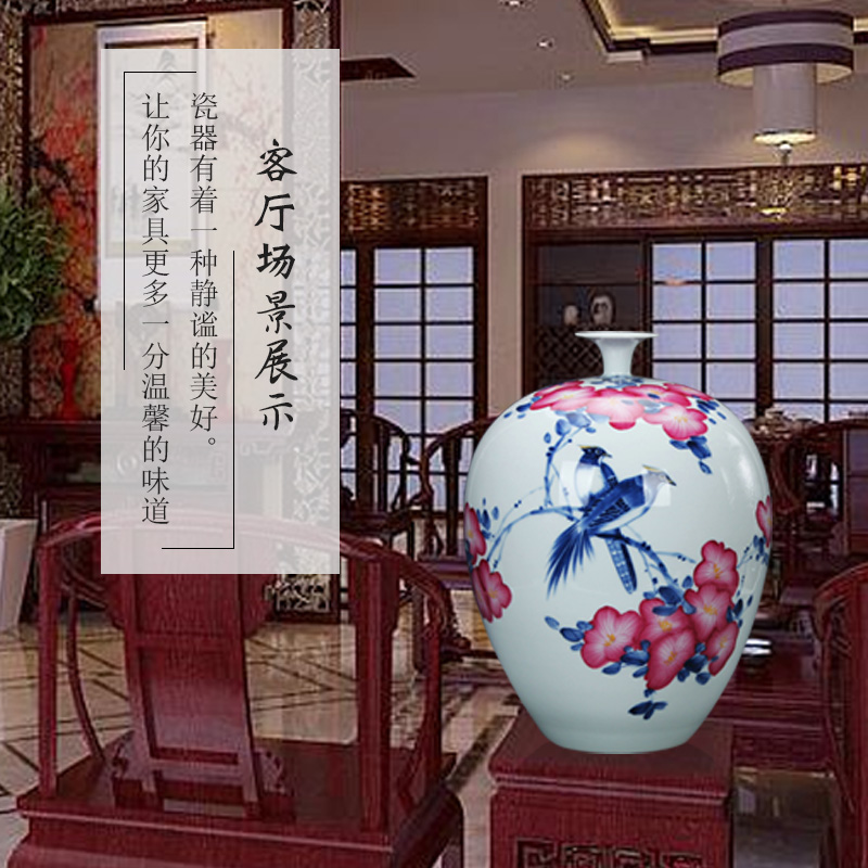 Jingdezhen blue and white youligong hand - made ceramics painting of flowers and Chinese style household handicraft furnishing articles furnishing articles vase