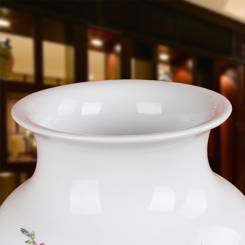 Xia Guoan vase high - grade hand - made works of jingdezhen ceramics powder enamel wealth vase peony flower notes don