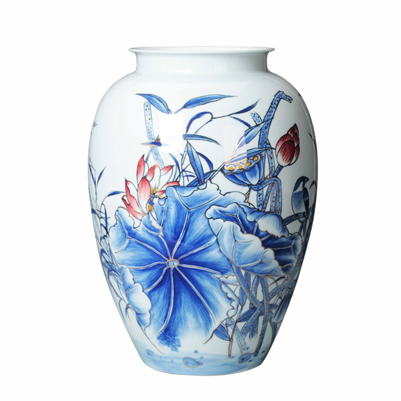 Jingdezhen ceramics vase modern rural style household adornment is placed the see colour blue and white porcelain lotus the qing dynasty vase