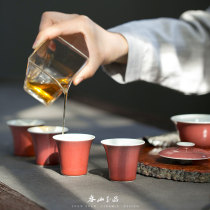 Chunshan Jade product cowpea red tea cup Jingdezhen ceramic kung fu tea set personal Single Cup Master Cup