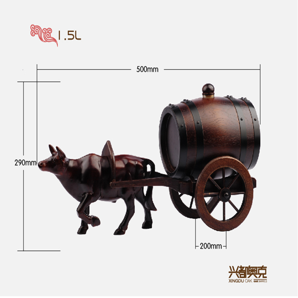 oak wine barrel solid wood hand-carved horse-drawn carriage home furnishings wine housewarming creative gifts oak barrel carriage