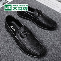 Wood Linson Men Shoes 2022 New foot Foot Sloth Shoes Summer Leather Shoes Spirit Little Guys Breathable Bean Bean Shoes Man