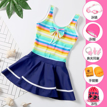 Childrens swimsuit girl 2021 new foreign style conjoined princess skirt baby swimming suit girl student swimwear